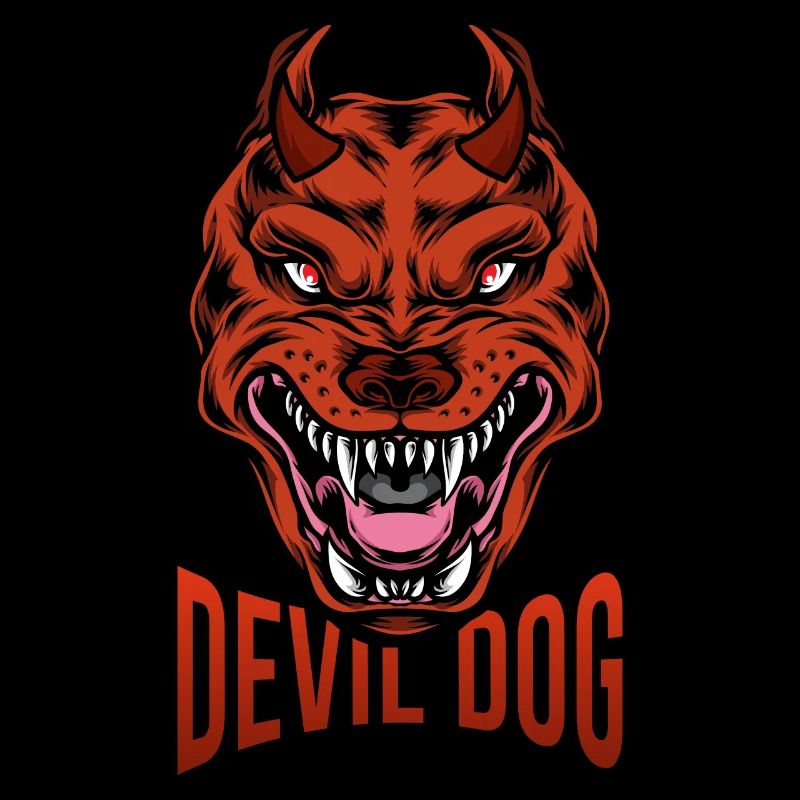 Devil dog with sharp teeth