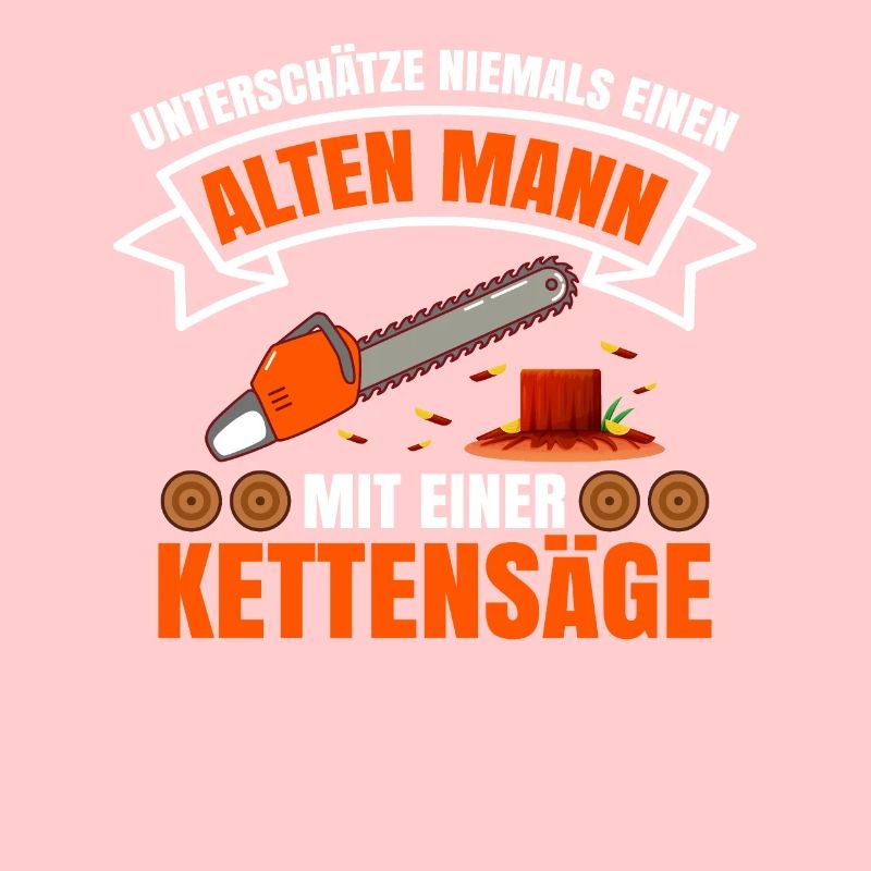 Ein Alter Mann Mit Einer Kettensäge