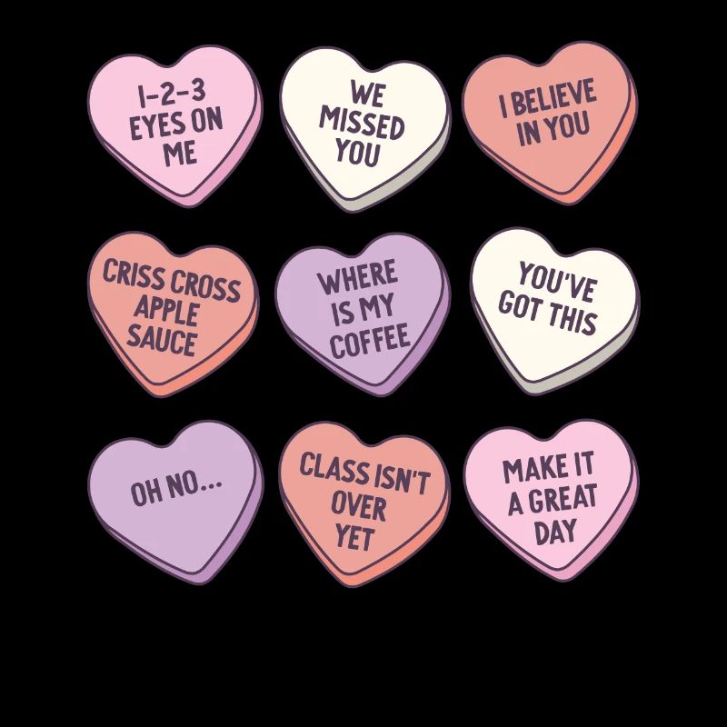 Enseigner la conversation Cœurs École Rétro Saint-Valentin