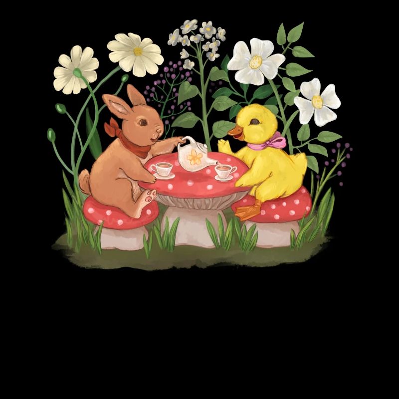 Cottagecore Esthétique Rabbit Duck Tea Time