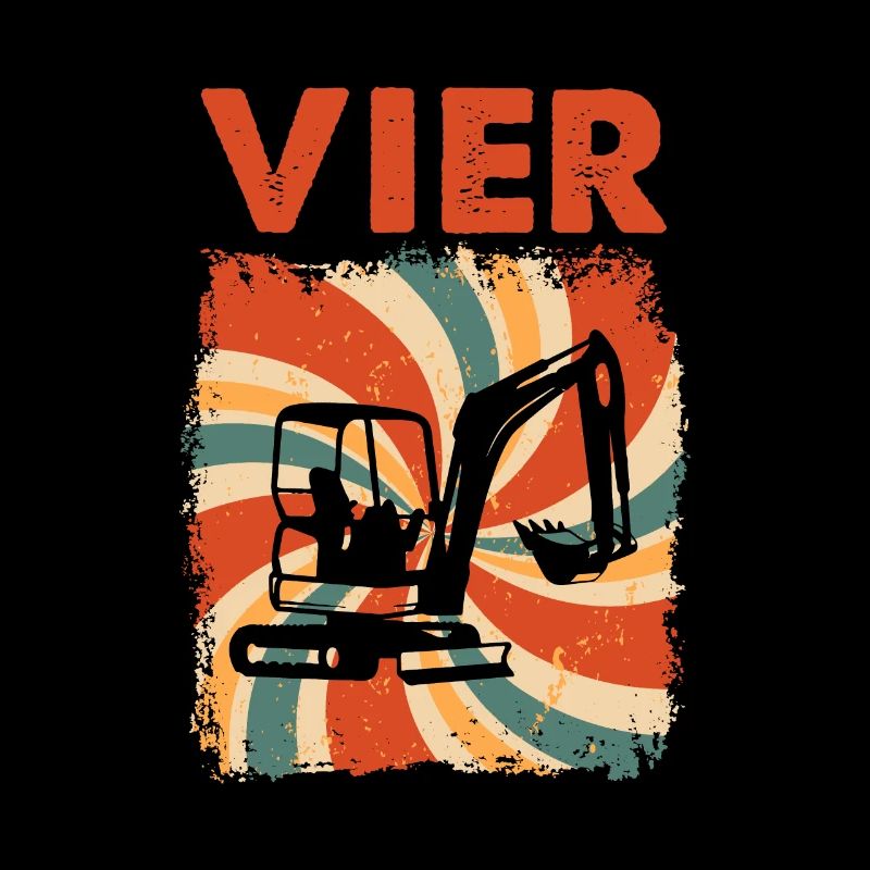 4. Geburtstag Bagger 4 Geburtstagshirt