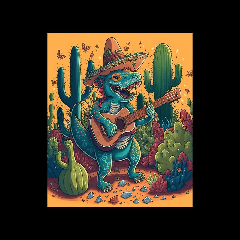 Dinosaur Lover Festive Dinosaur Playing Guitar