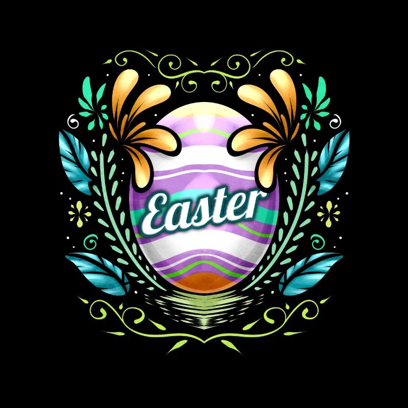 Easter Egg With Ornaments And Feathers on Easter