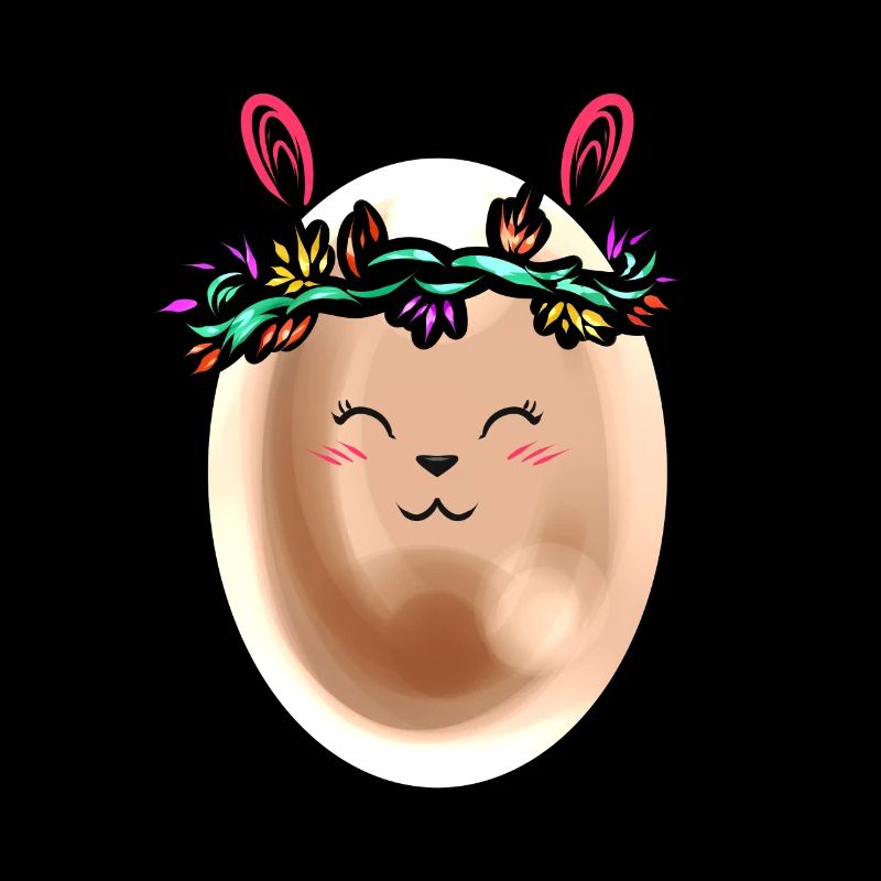 Cute Painted Easter Egg With Flower Wreath For