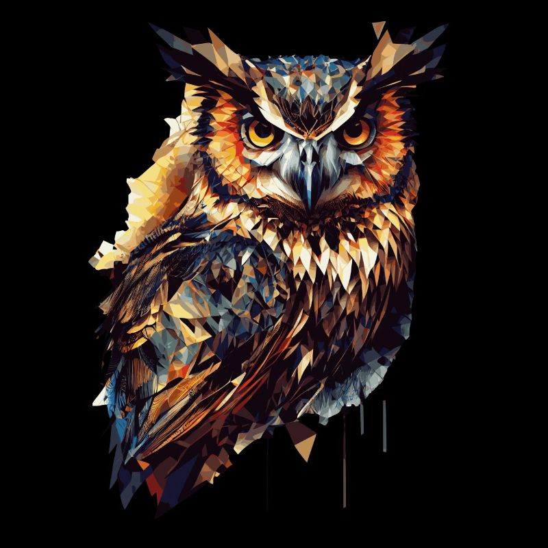Geometric Owl Head Abstract Polygonal Bird