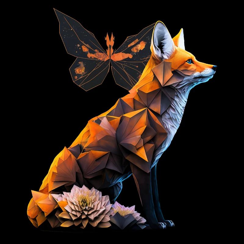 Fuchs Schmetterling Polygon Kunst Geschenk Tier