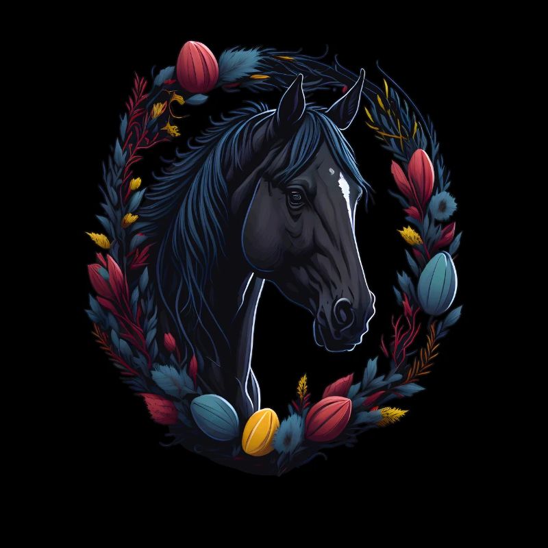 Reiten mit süßes Pferd an Ostern & Frühling Pferd
