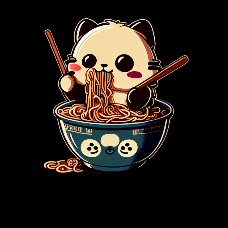 But first Ramen süße Katze isst Ramen