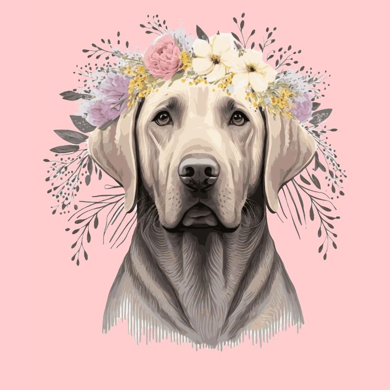 Mignon Labrador Retriever Fleur Couronne Chien de compagnie Flora