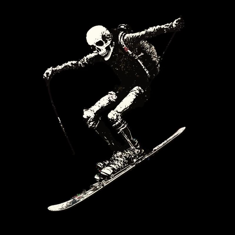 Graffiti skeleton on snowboard ski