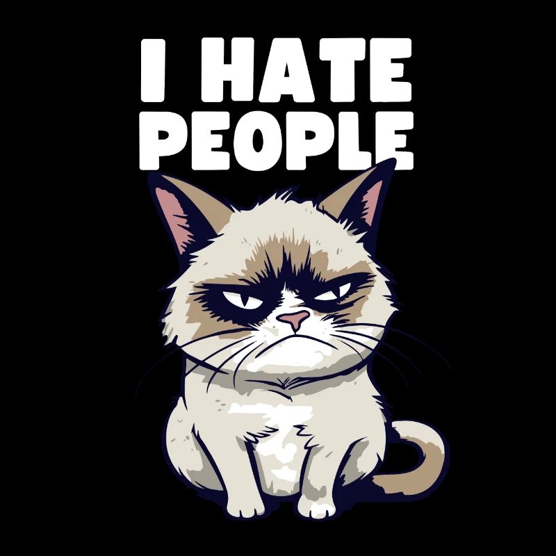 Sarkastische Grump Cat - I Hate People - Spruch