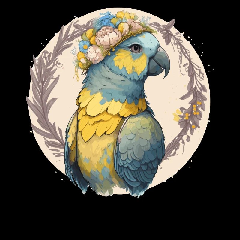 Jaune Bleu Ara Fleur d’ara Couronne Perruche Perruche