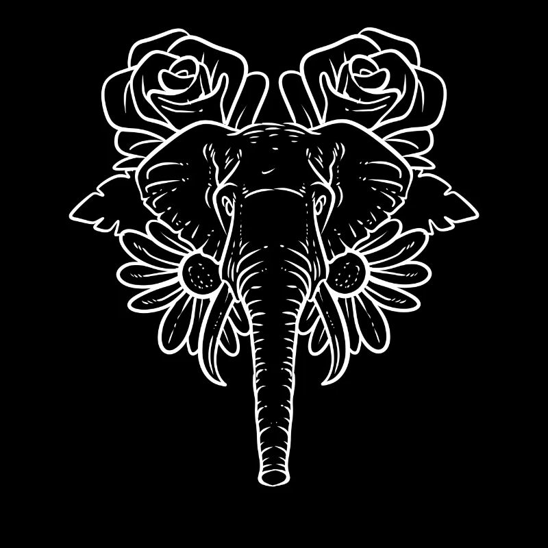 Tête d’éléphant avec fleurs éléphant