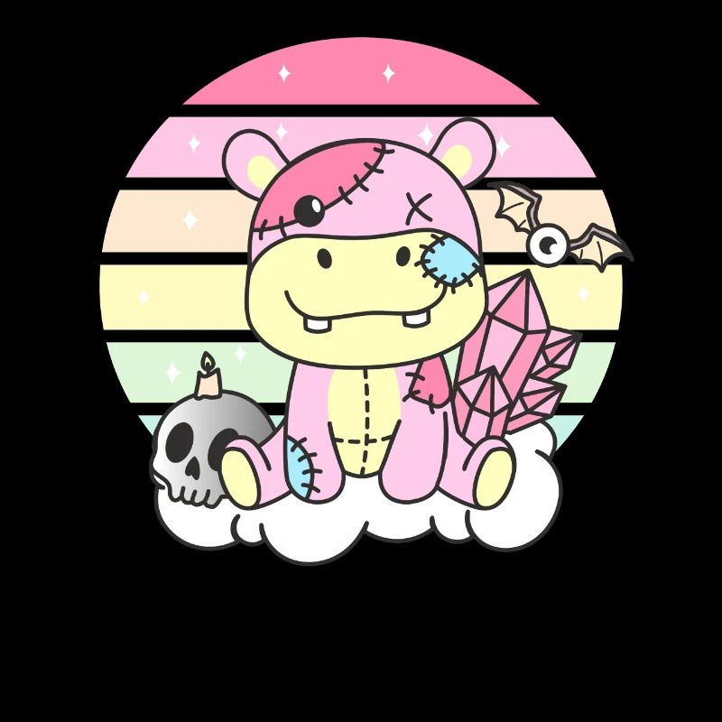 Kawaii Gothic Hippo Pastellfarben Gothic Goth