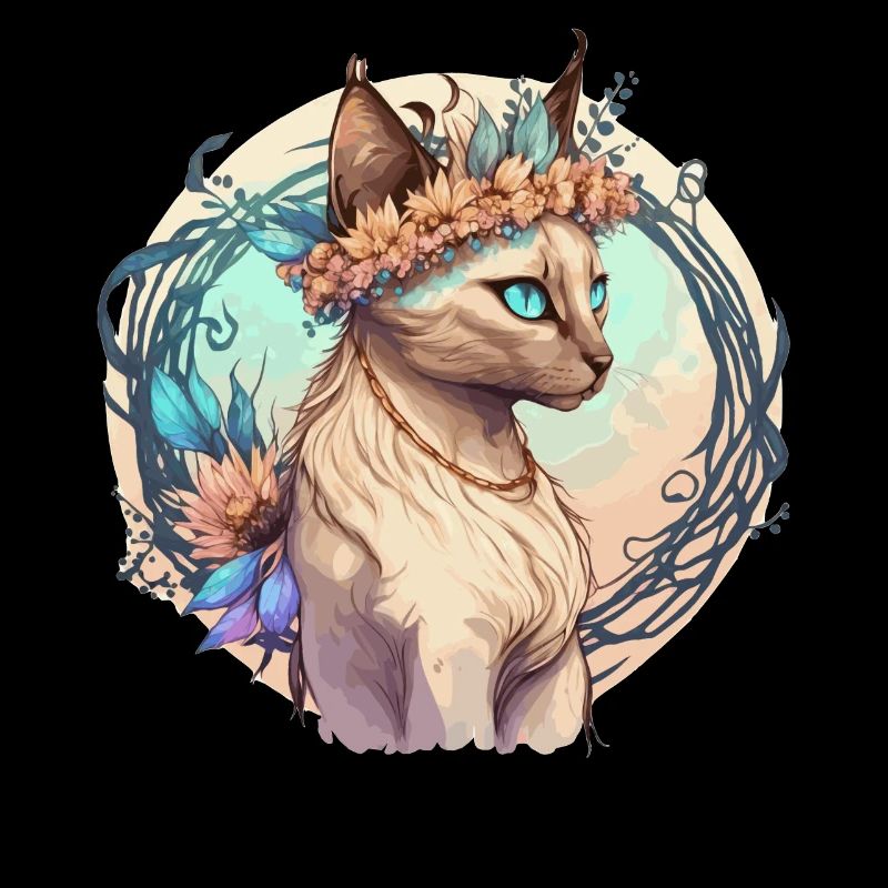 Mignon Balinais Cat Fleur Crown Cats Chaton de compagnie