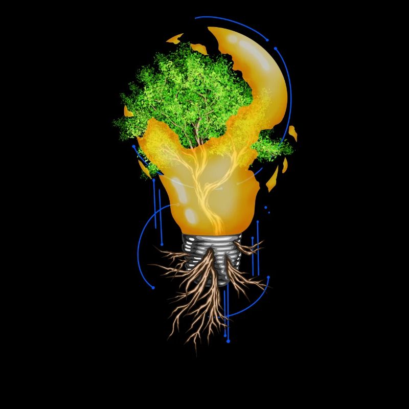 Tree in broken lightbulb