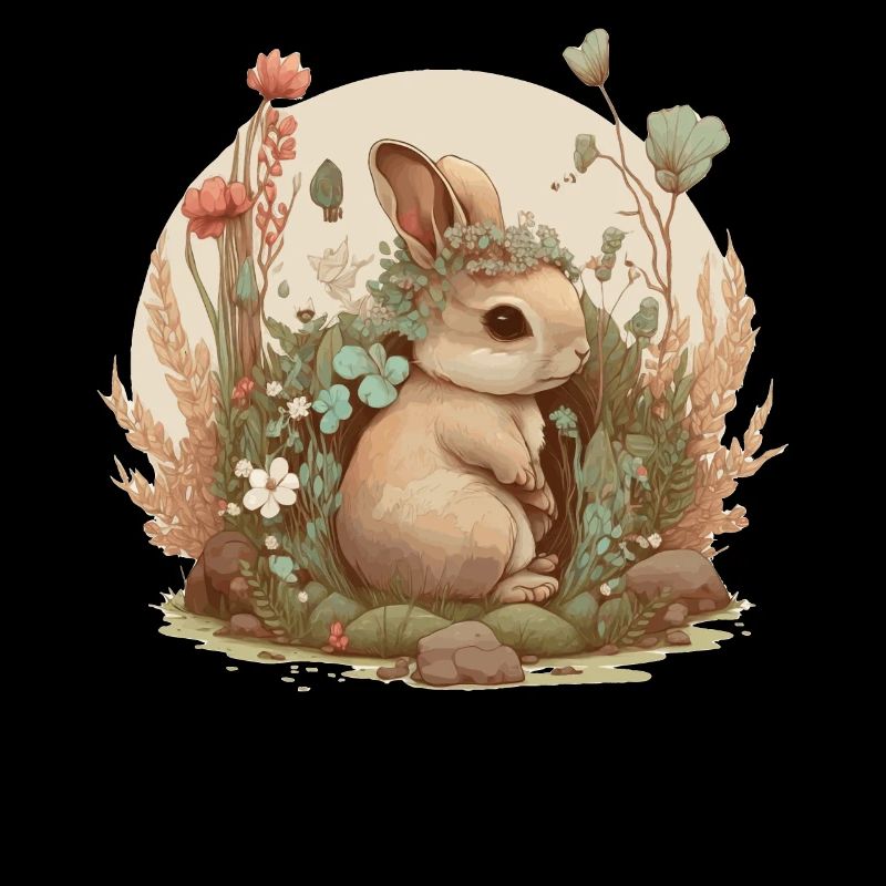 Cottagecore Mignon Bébé lapin Lapin Aquarelle Flow