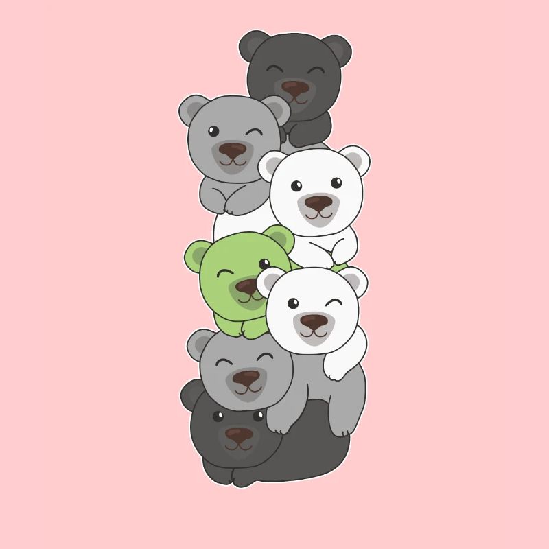 Agender Flag Pride LGBTQ Cute Bear Stack