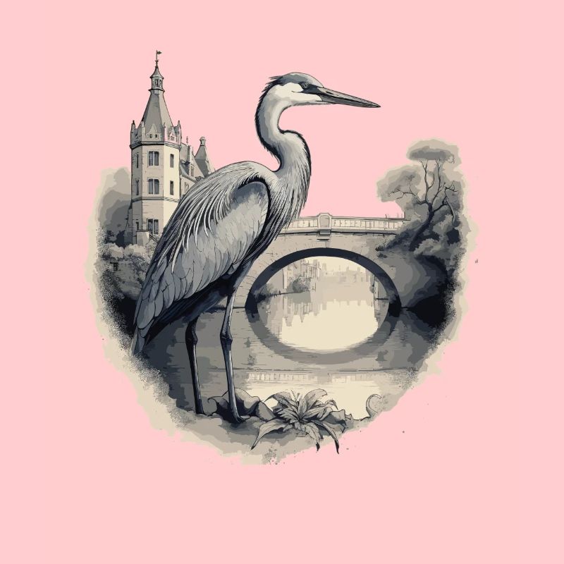 Majestic grey heron