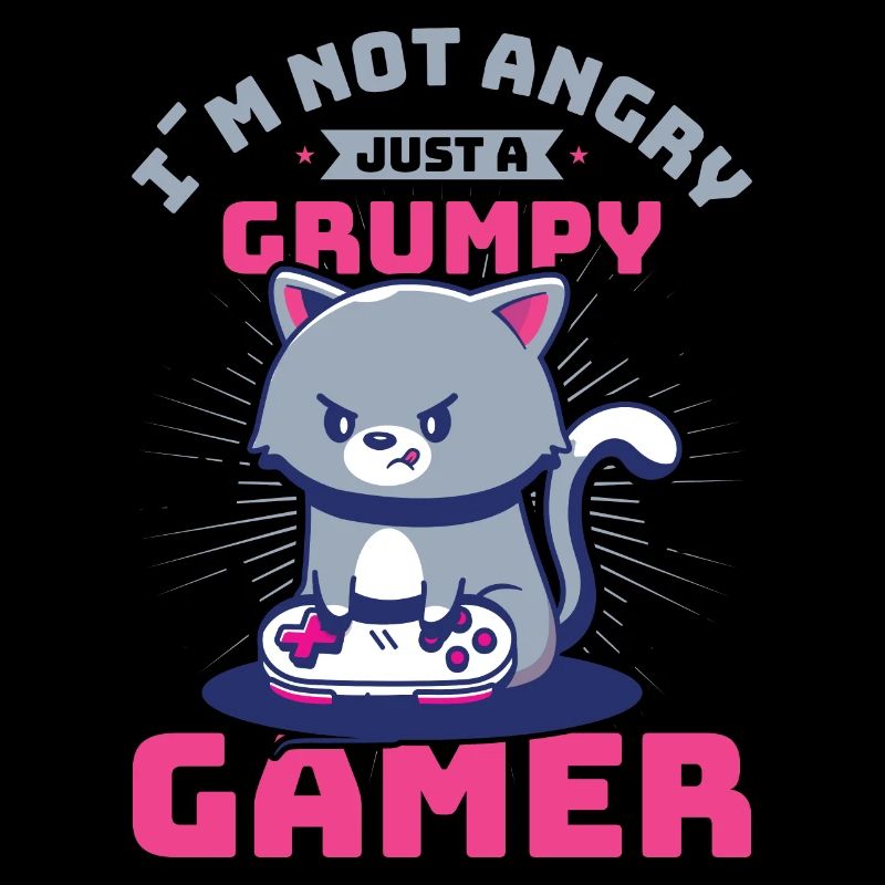 Gaming, Zocken, Videospiel, Grumpy Katze Gamer