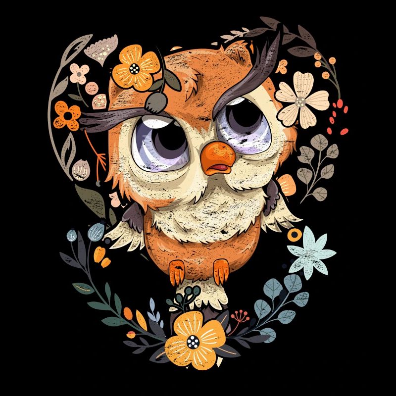 Hübsche Blumen Weiser Vogel Geschenk Süßes Eule