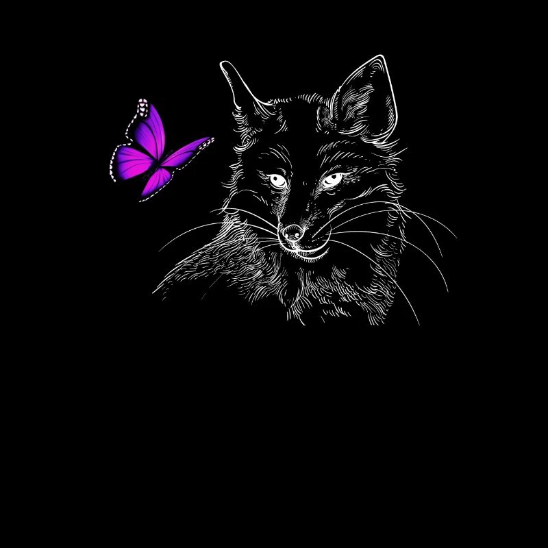 Renard esthétique avec papillon