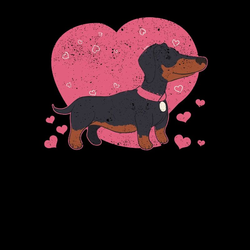 Drôle d’amant de chien coeurs de teckel mignons
