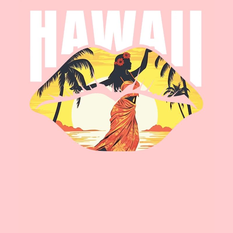 Tropical Summer Hawaii Beach Lips Retro Sunset