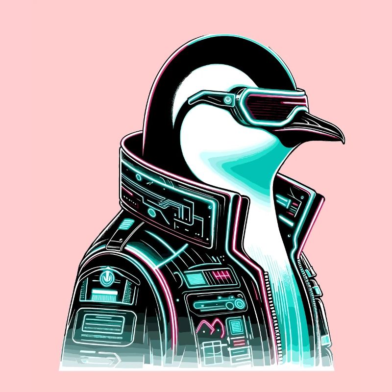 Cyberpunk Pingouin Conception graphique
