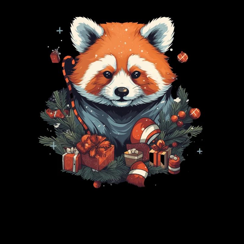 Panda roux avec des éléments de Noël, Pandas d’amour