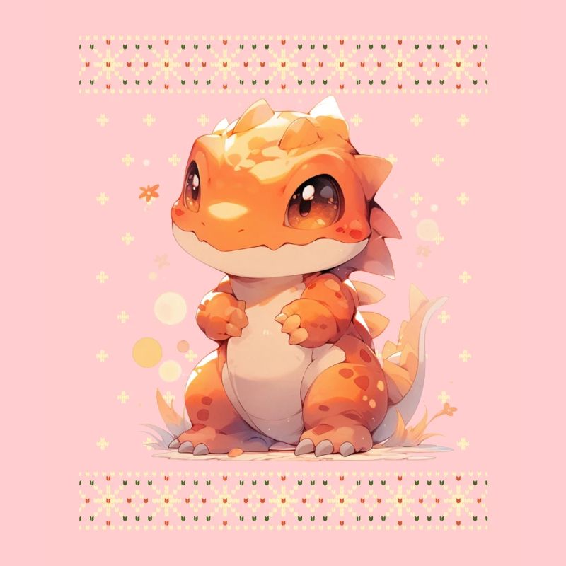Dragon kawaii dans le style pull de Noël moche