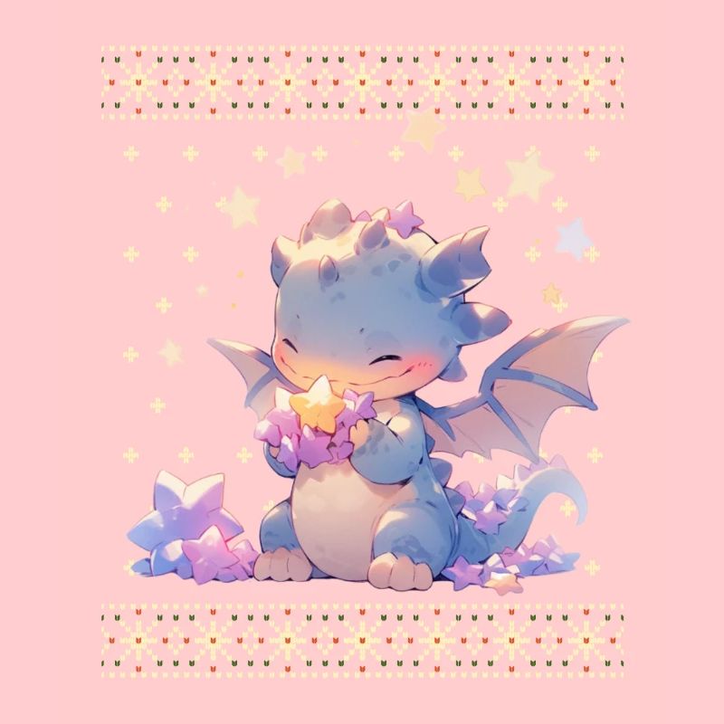 Dragon kawaii dans le style pull de Noël moche