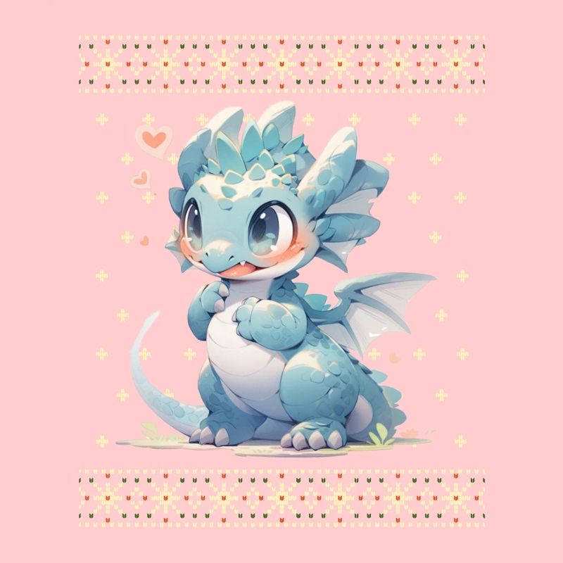 Dragon kawaii dans le style pull de Noël moche