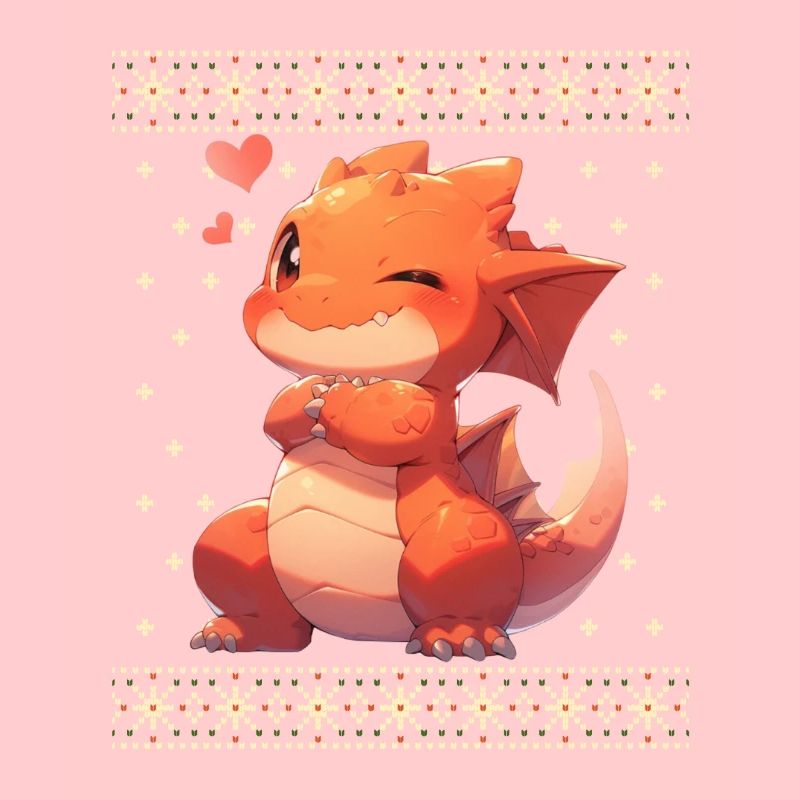 Dragon kawaii dans le style pull de Noël moche