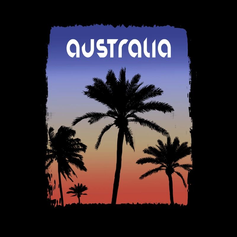 Australia Sunset Vacation Souvenir Palm Tree
