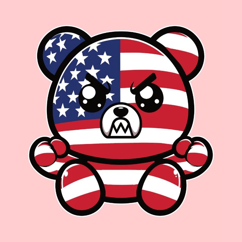 Angry bear cloured as American flag