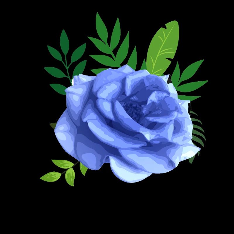 Blaue Rose mit Blättern