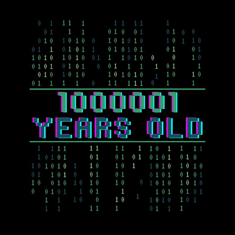 65th Birthday 65 years old Binary Code Computer Science