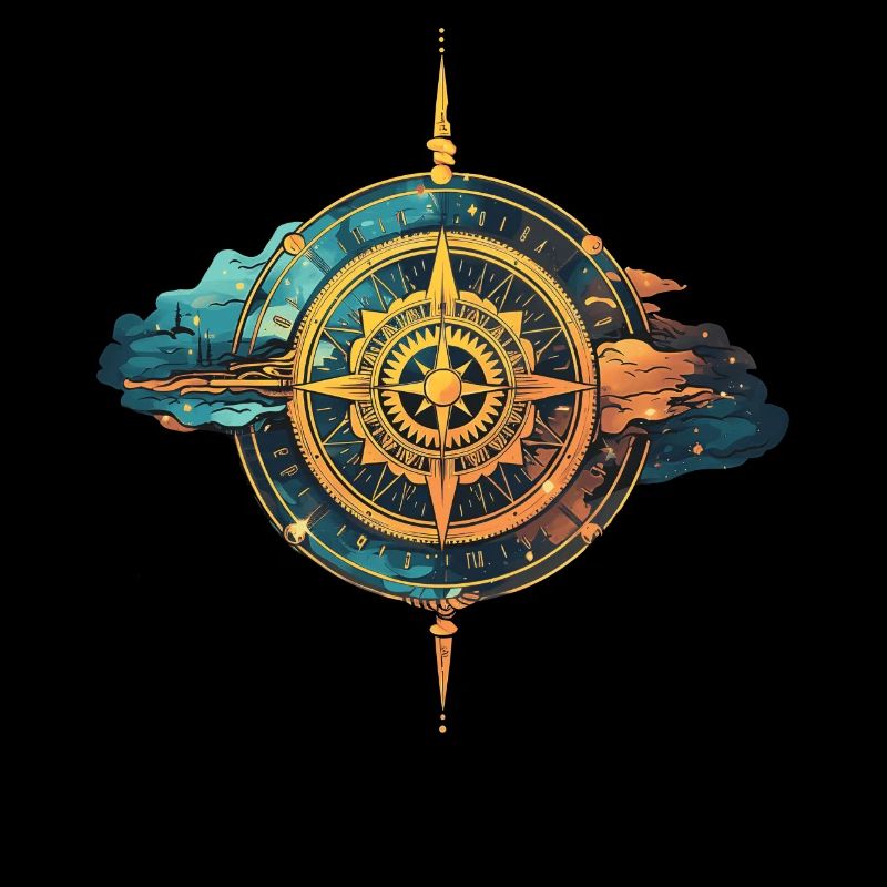 Abstract Compass Celestial Galactic Navigator Cons