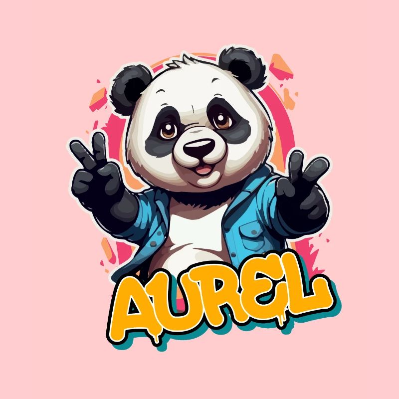 AUREL - Beau prénom de garçon avec un panda cool