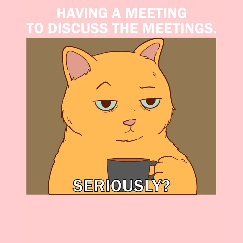 Bored Cat With Coffee Funny Virtual Work Meeting M
