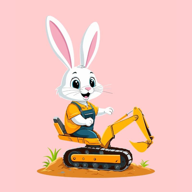 Easter Bunny Excavator Driver Funny Easter Eggs Digging