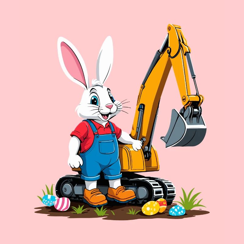 Easter Bunny Excavator Driver Easter Eggs Digging Funny