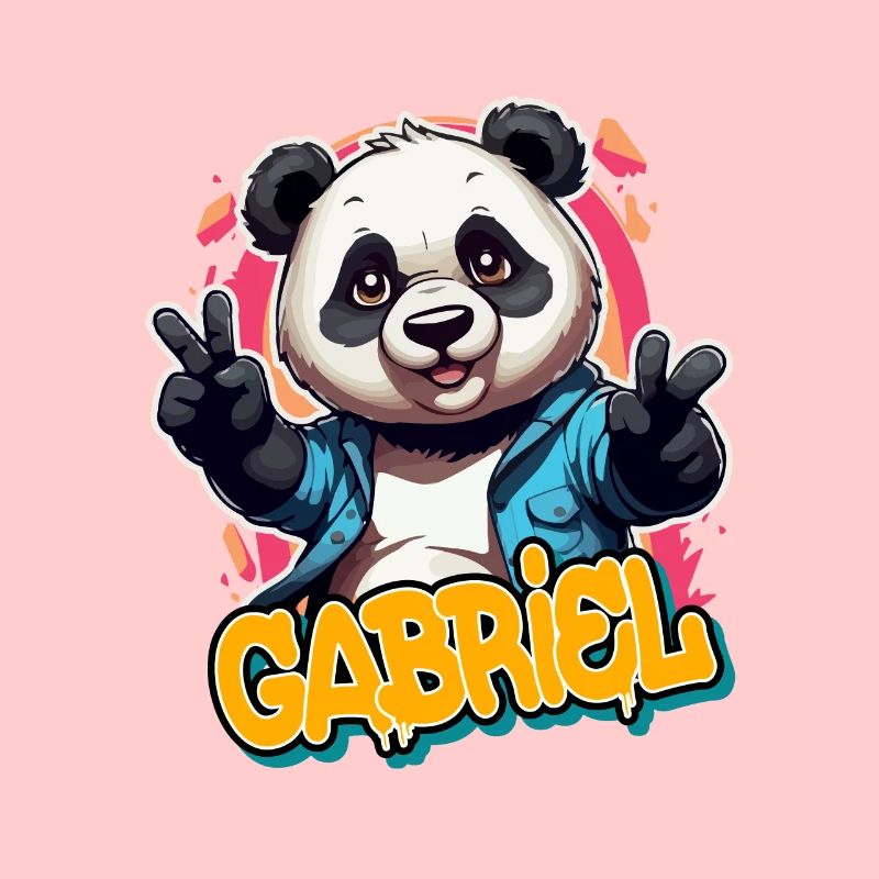 GABRIEL - Handsome boy name with cool panda