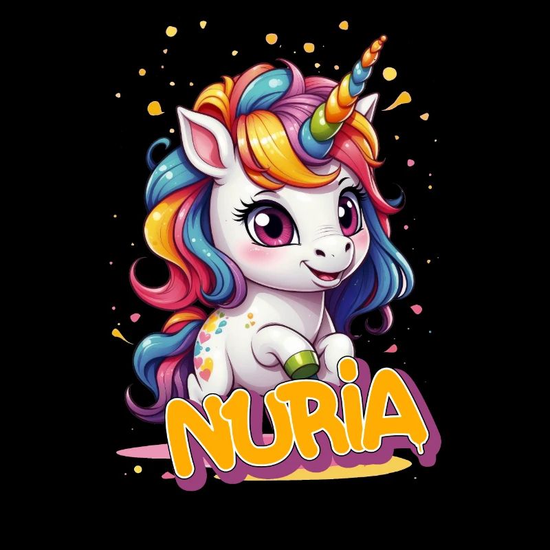 NURIA - Schöner Mädchen Name mit süßem Einhorn