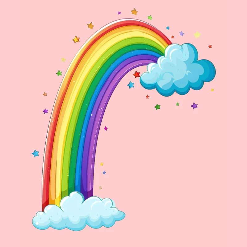 Bunter Regenbogen Mit Wolken Zeichnung