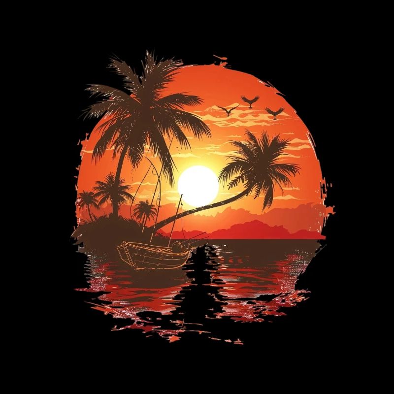 Tropical sunset with palm trees