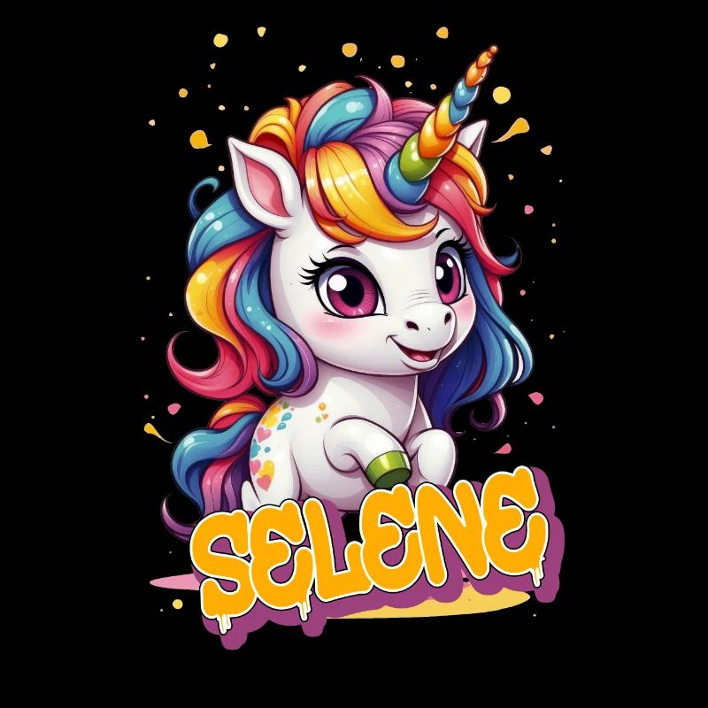 SELENE - Schöner Mädchen Name mit süßem Einhorn