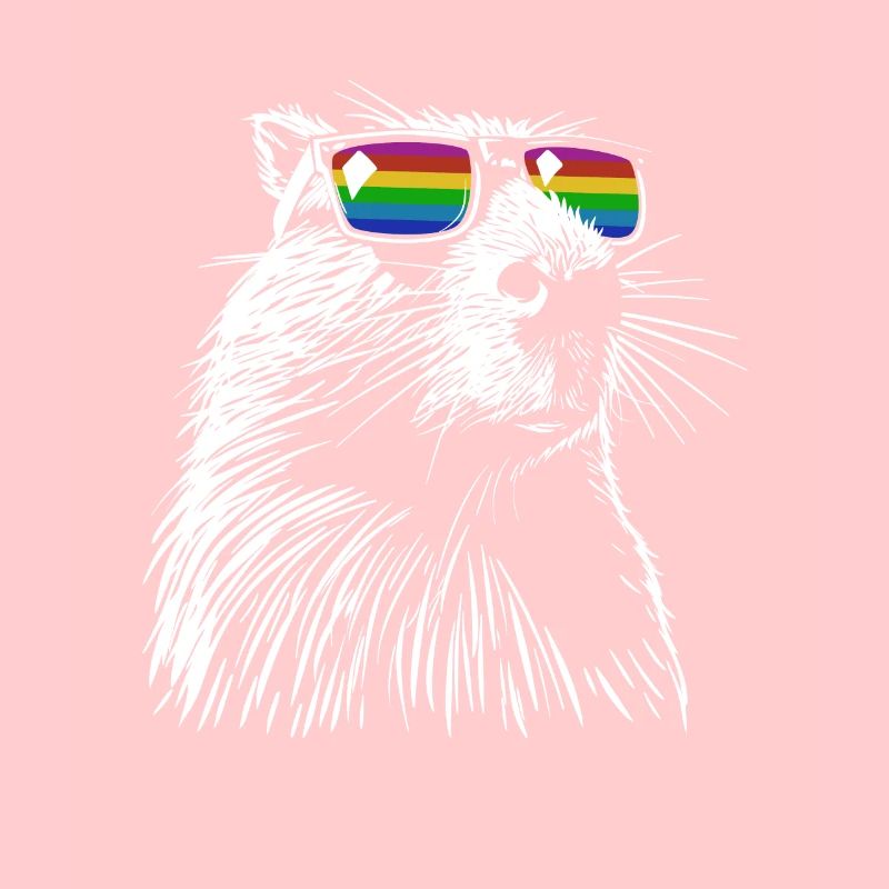 Cooles Capybara - Zeichnung Silhouette Rainbow