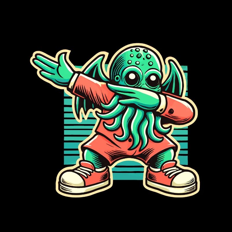 Drôle Dabbing Cthulhu Créature avec des tentacules